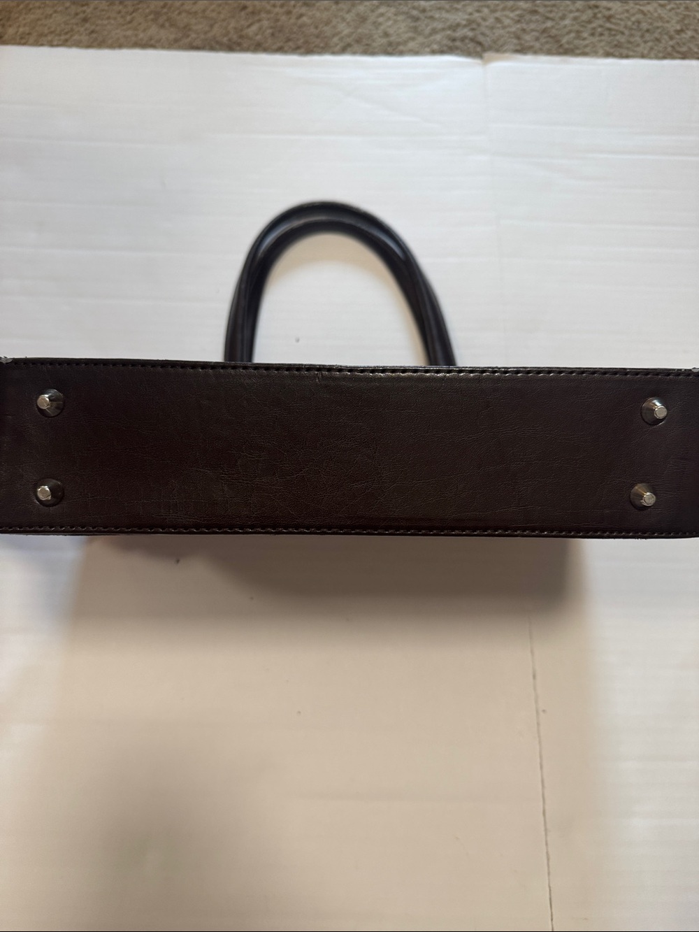 Burberry Beige Check Canvas Tote with Dark Brown Trim - Picture 6 of 10